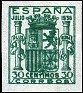 Spain 1936 Escudo Armas 30 CTS Verde Edifil NE 57